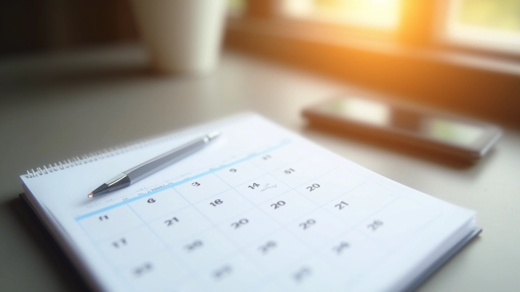 Kalendář se zaznamenanými rozpočty na různé měsíce, ukazující dlouhodobé plánování