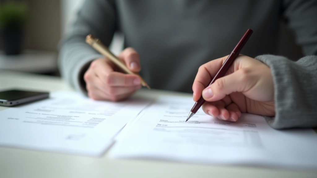 Osoba s kalkulačkou porovnávající dva výpisy vedle sebe