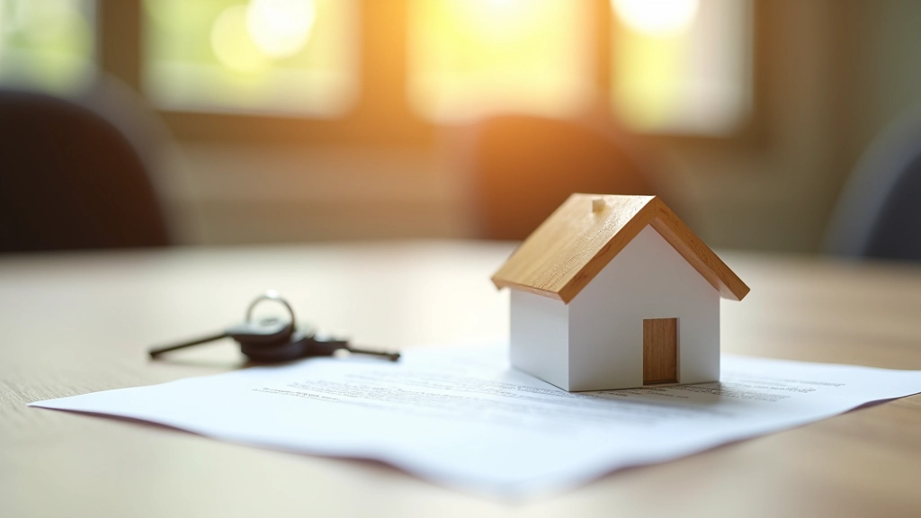 Modelový dům s klíčem a faktury za pronájem v pozadí